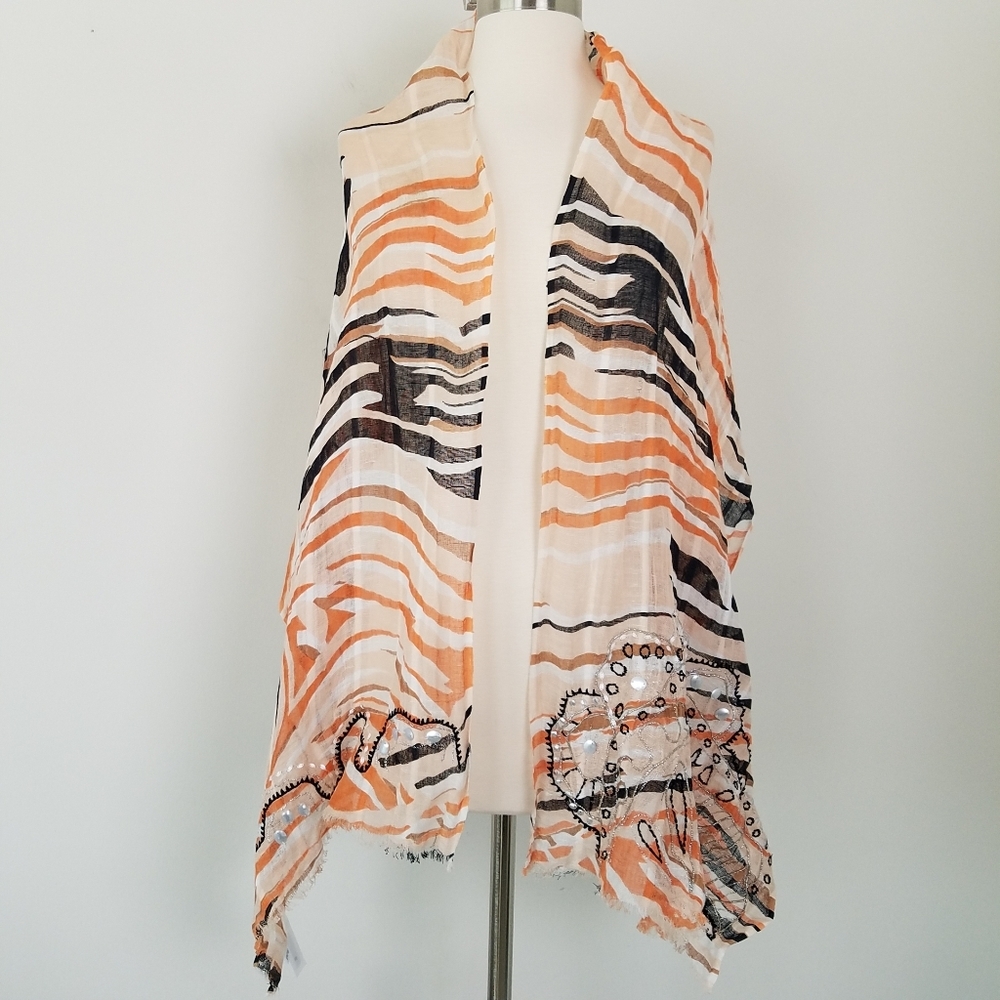 Loft Linen Blend Embellished Scarf Wrap